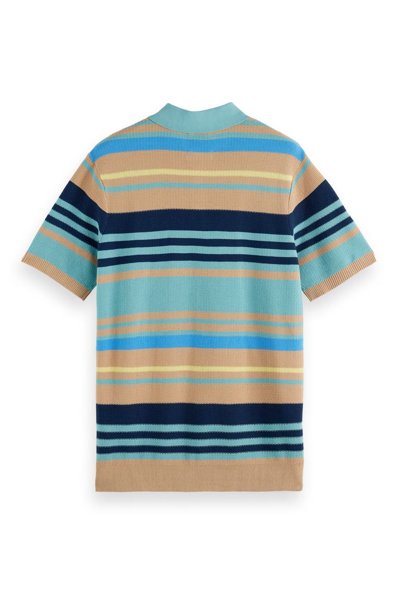 Stripe Textured Cotton Knit Polo, Alternate, color, SOFT CAMEL MULTI STR