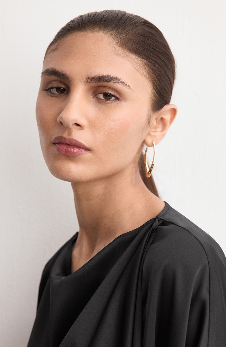 MANGO Asymmetric Satin Top, Alternate, color, Black