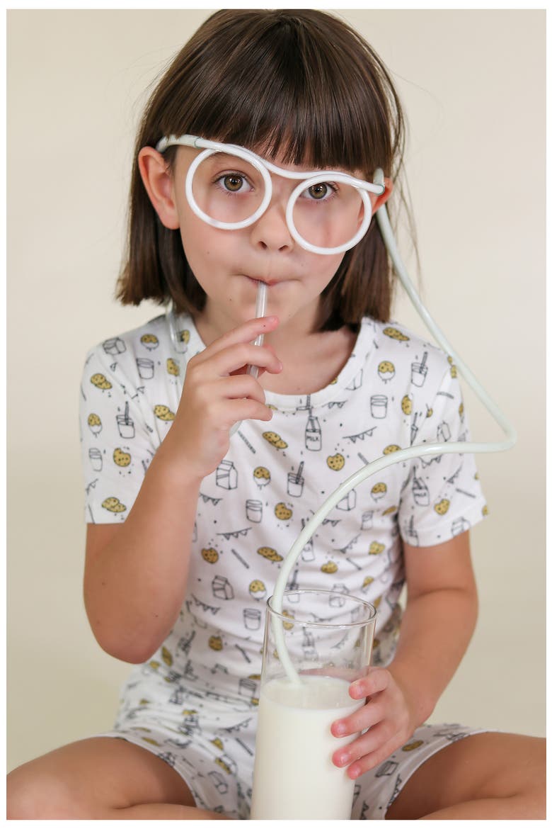 Milk & Cookies Kids 2-Piece Short Sleeve & Shorts Pajama Set, Alternate, color, MILK & COOKIES