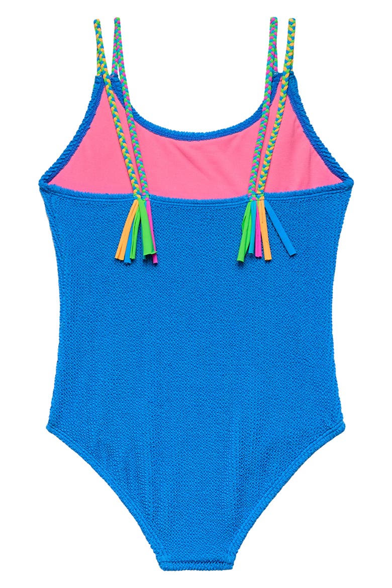 Kids' Braided Fringe One-Piece Swimsuit, Alternate, color, BLUE SUEDE