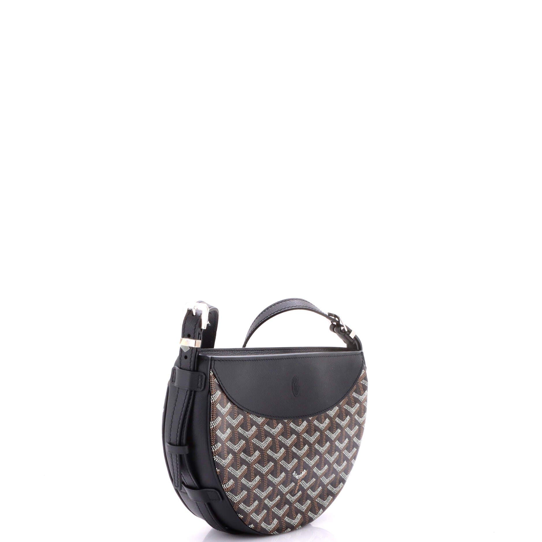 Hirondelle Shoulder Bag Coated Canvas and Leather, Alternate, color, Black
