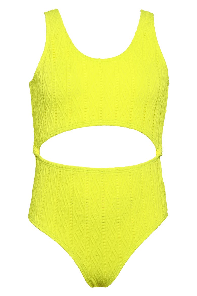 Kids' Cutout One-Piece Swimsuit, Main, color, CITRON