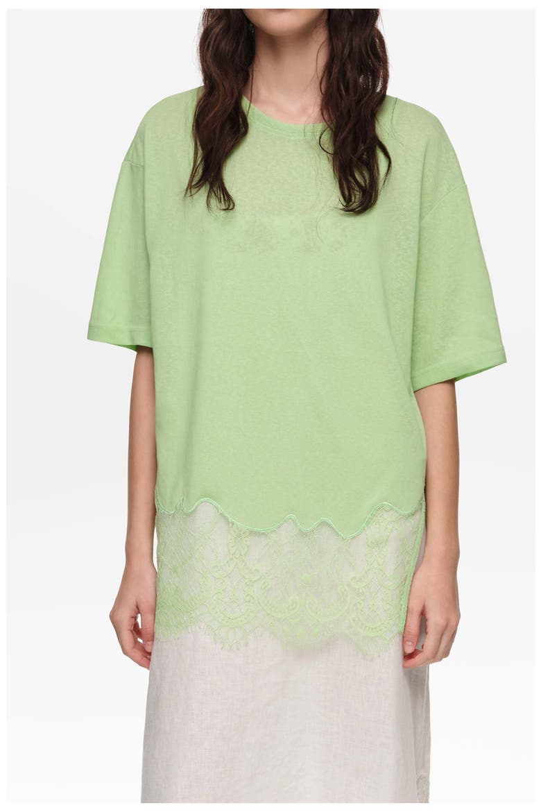 Long Lace T-shirt, Alternate, color, APPLE GREEN