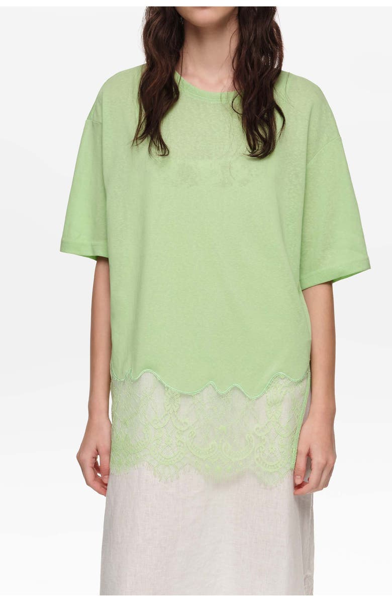 Bimba y Lola Long Lace T-shirt, Alternate, color, Apple Green