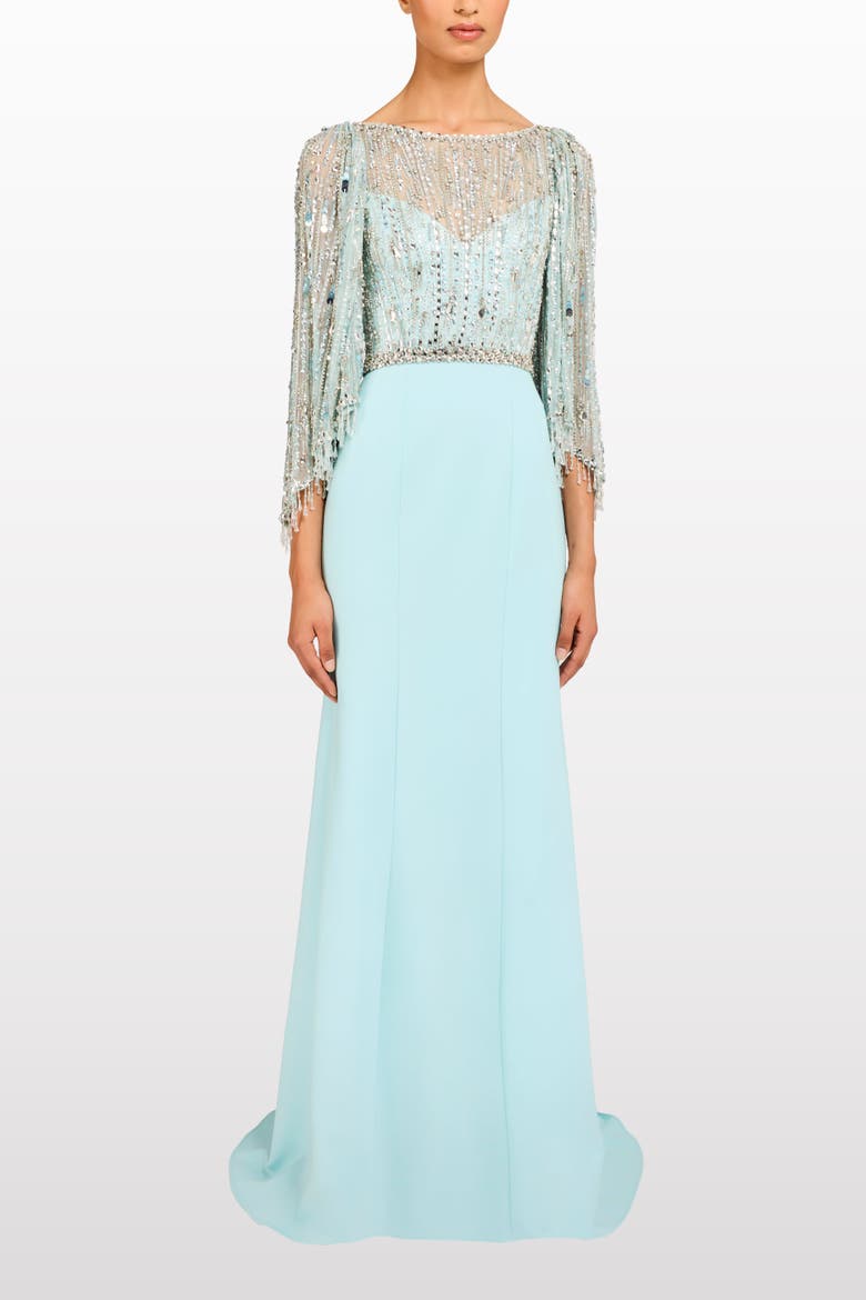 Wanderlust Embellished-Details Maxi Dress, Main, color, Crystal Aqua