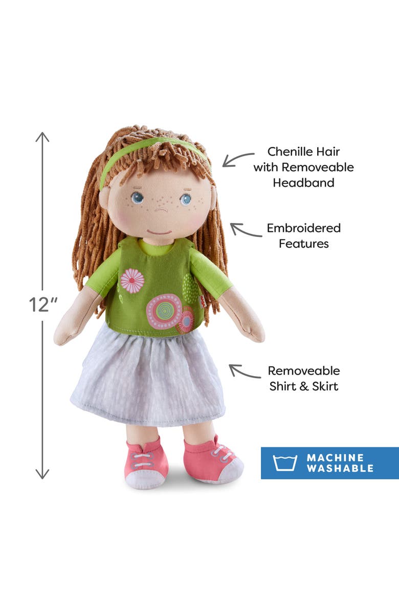 HABA 12" Soft Baby Doll Hedda with Brown Hair, Blue Eyes & Embroidered Face, Washable Toddler Doll for 18 Months+, Alternate, color, 
