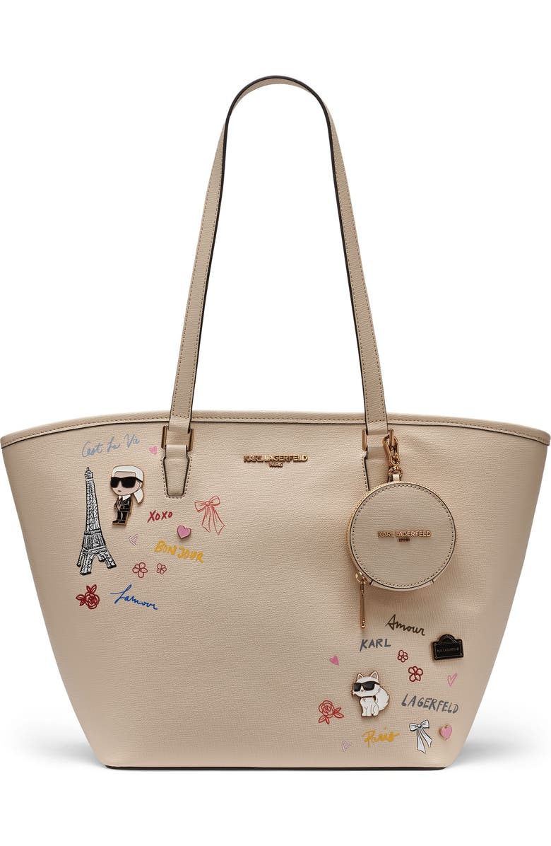KARL LAGERFELD PARIS Adele Tote, Main, color, Neutral Multi (Brie)