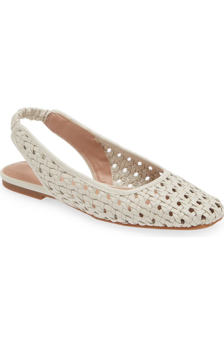 Nordstrom Arabella Woven Slingback Flat, Main, color, Ivory Shell