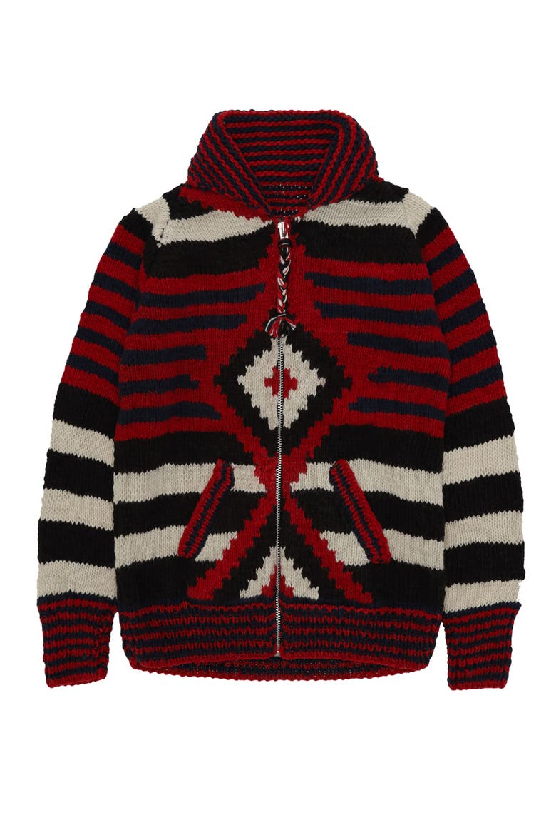 Diamond Pattern Merino Wool Cardigan, Main, color, Navy Blue