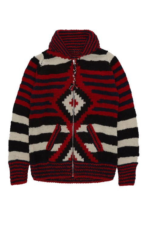 Diamond Pattern Merino Wool Cardigan