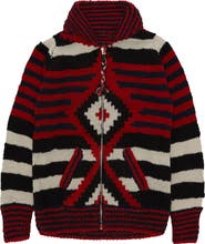 Fortela Diamond Pattern Merino Wool Cardigan