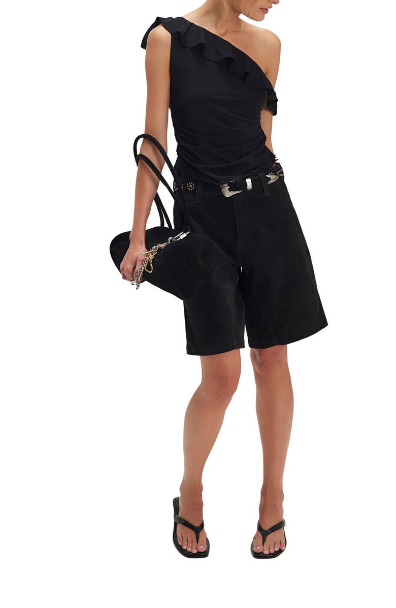 Free People Isla Ruffle One-Shoulder Crop Top, Alternate, color, Black