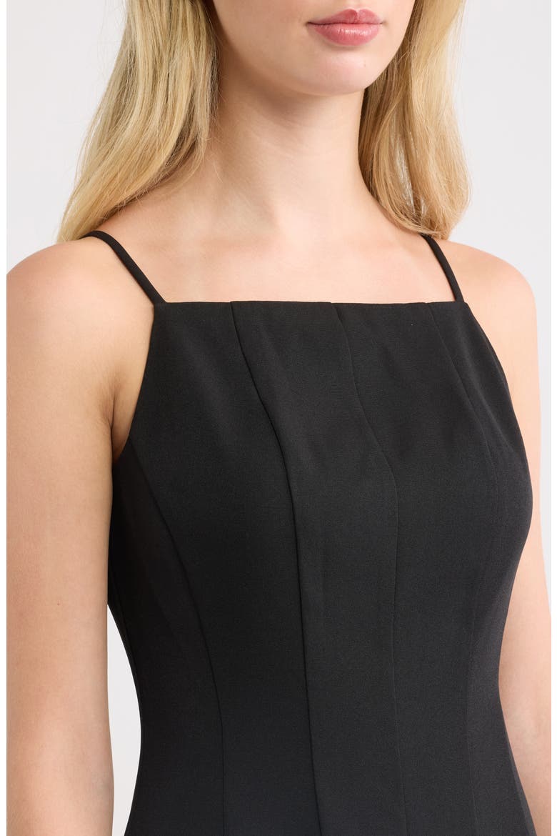 Godet Midi Dress, Alternate, color, BLACK