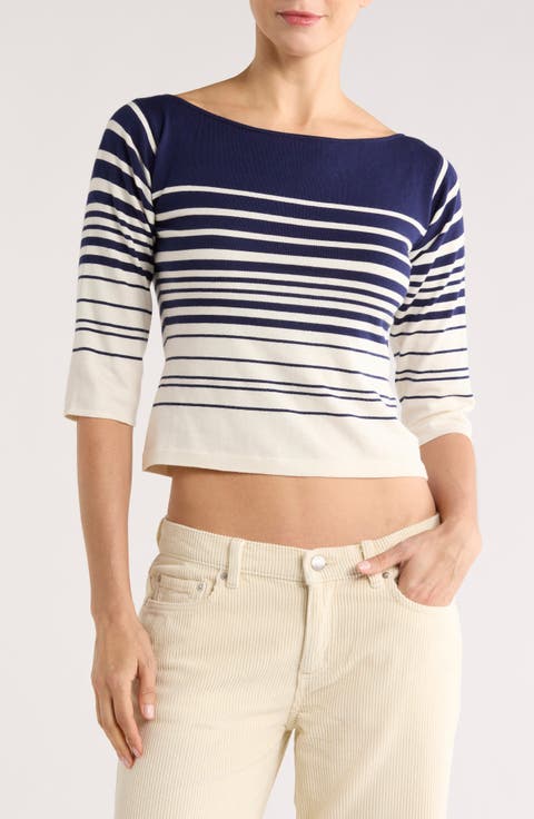 Stripe Boat Neck Top
