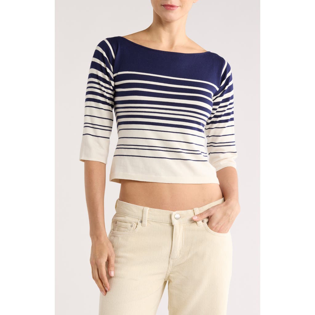 Dl1961 Stripe Boat Neck Top In Blue