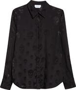 McQueen Slim Fit Skull Print Crêpe de Chine Button-Up Shirt