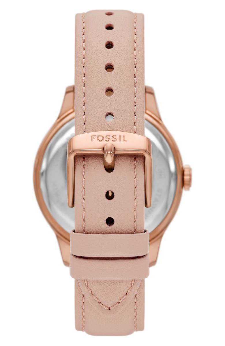 Fossil Brynn Multifunction Leather Strap Watch, 38mm, Alternate, color, Rose Gold