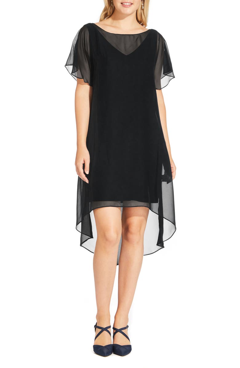 Adrianna Papell Chiffon Overlay High-Low Cocktail Dress, Main, color,