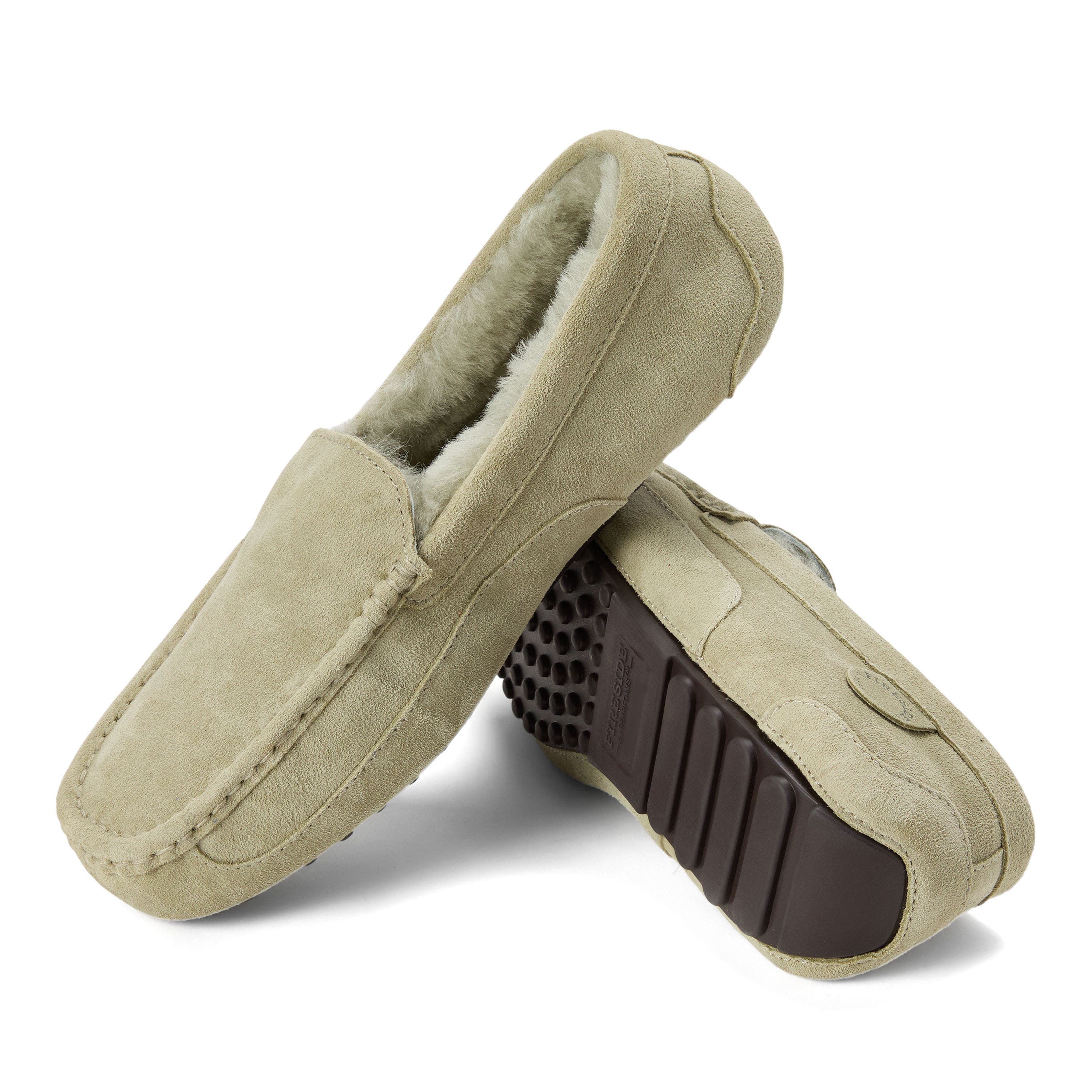 Fireside Melbourne Genuine Shearling Moccasin Slippers, Alternate, color, SEAGRASS