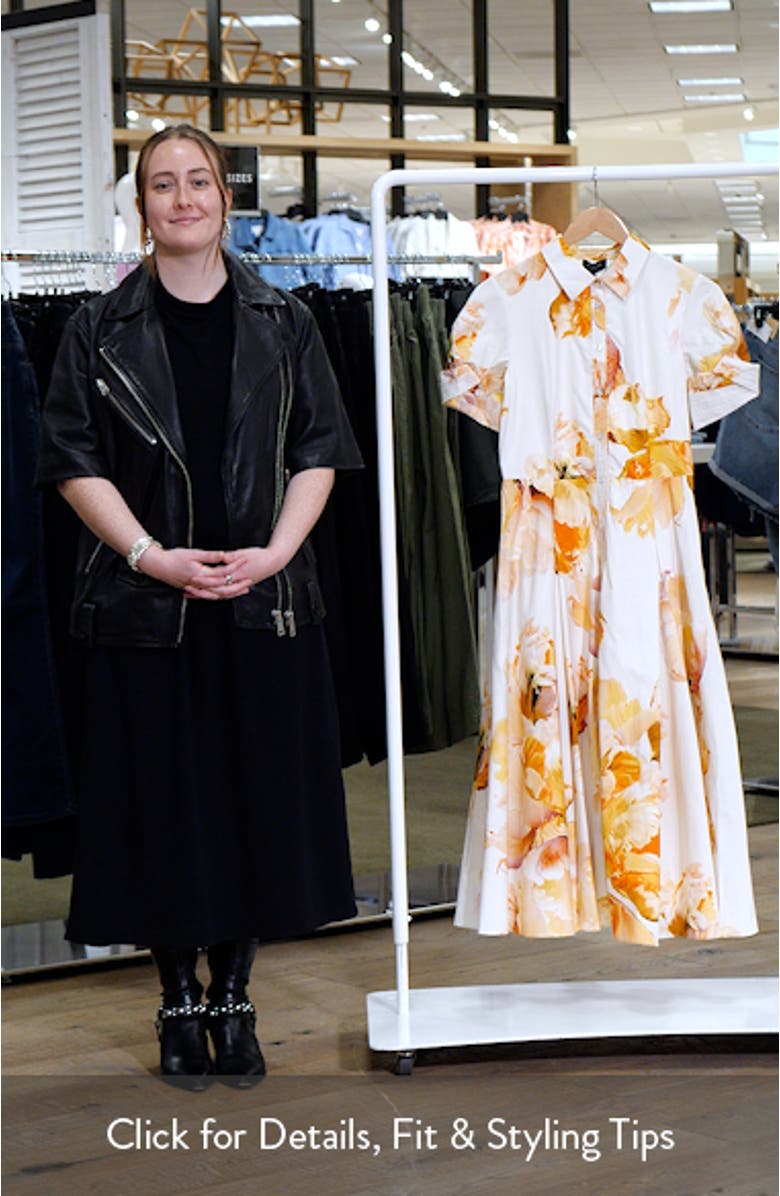 Floral Puff Sleeve Cotton Shirtdress, sales video thumbnail