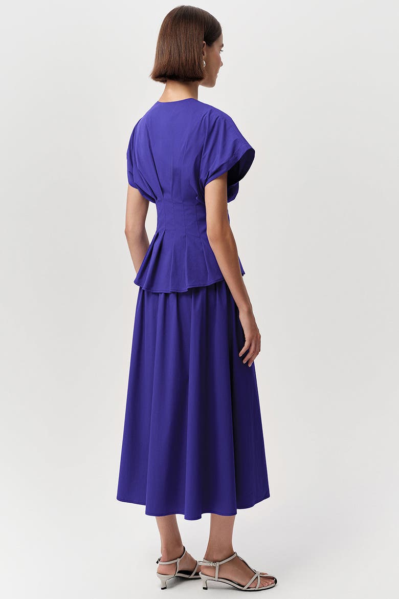 Albaric V Neck Short Sleeve Midi Dress, Alternate, color, Sax