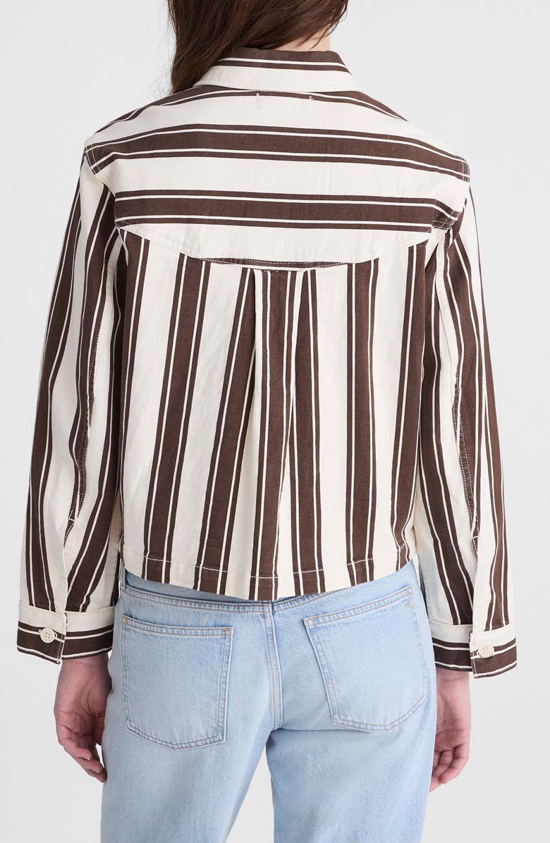 Madewell Stripe Crop Jacket, Alternate, color, Dark Brown Stripe
