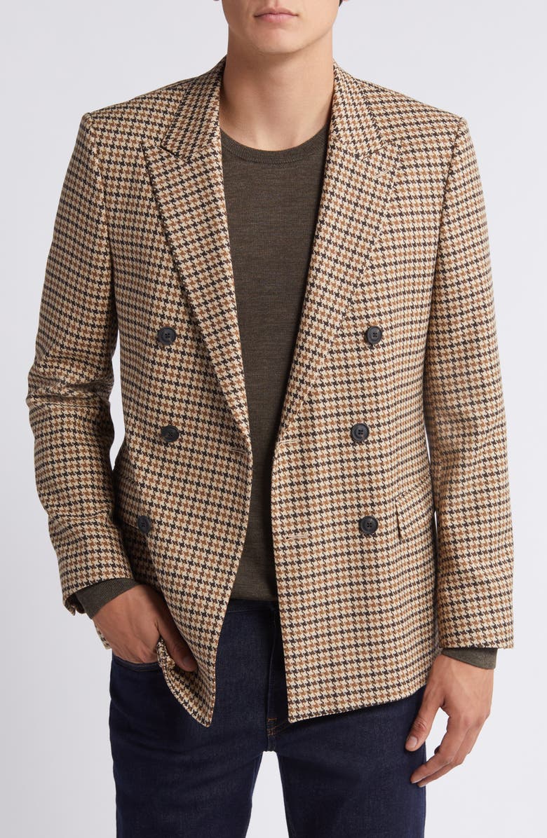 HUGO Arti Extra Slim Fit Houndstooth Stretch Sport Coat, Main, color, Dark Brn