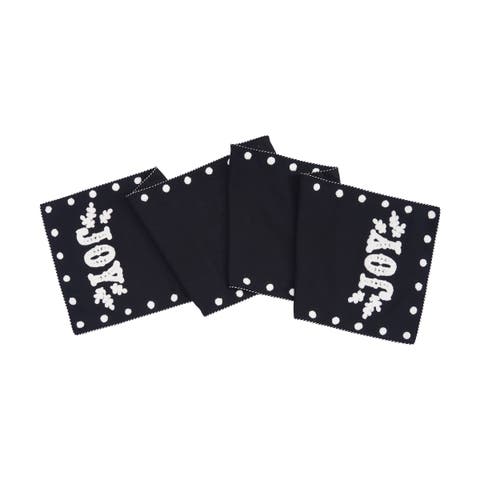 Nordic "Joy" Black Onyx 100% Cotton Christmas Table Runner 14" x 72"