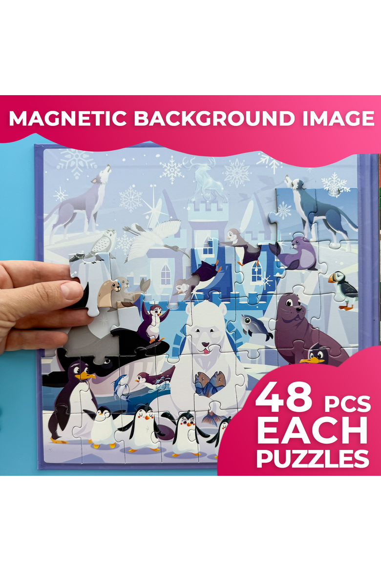 Magnetic Jigsaw Puzzle Set - 2x48 Piece, Alternate, color, Polar & Jungle