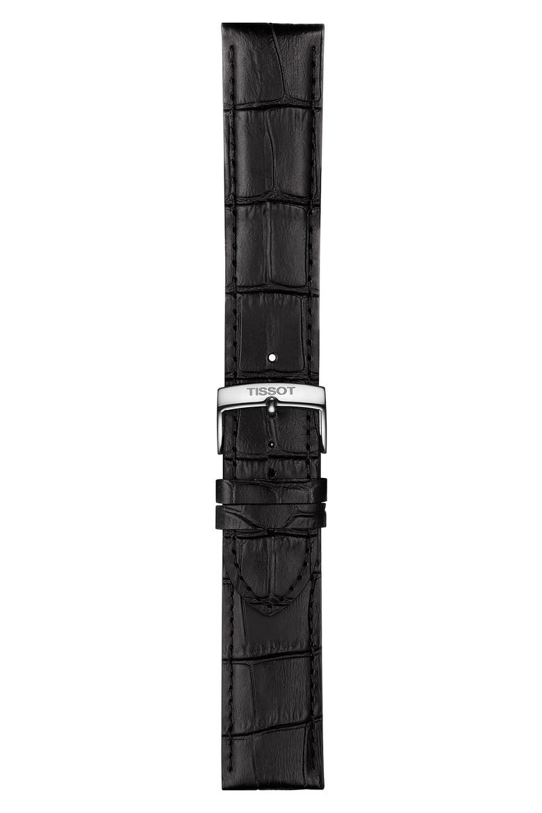 Everytime Swissmatic Leather Strap Watch, 40mm, Alternate, color, BLACK/ SILVER