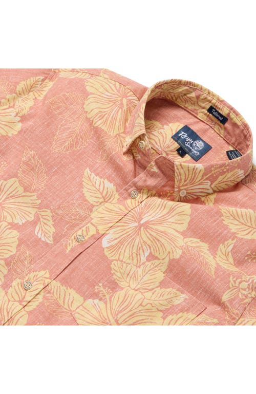 Reyn Spooner Aloha Biscus Floral Short Sleeve Cotton Blend Button-down Shirt In Pink