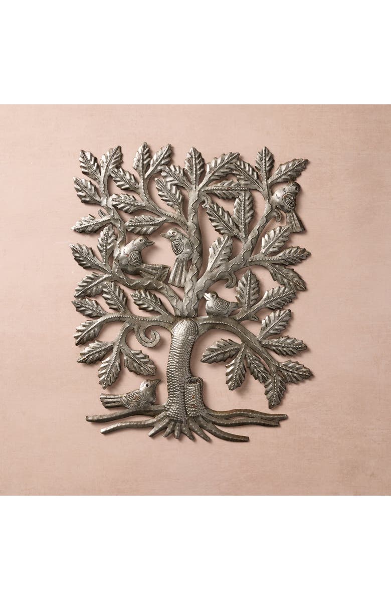 Ten Thousand Villages Zwazo Tree Metal Wall Hanging, Main, color, Grey