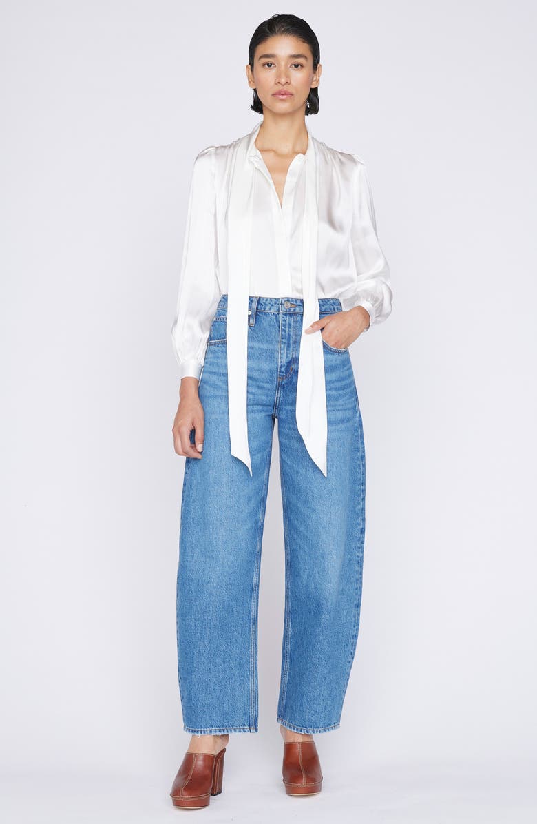 FRAME Tie Neck Silk Blouse, Alternate, color, 