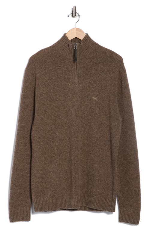 Rodd & Gunn Gammons Wool Quarter Zip Sweater In Brown