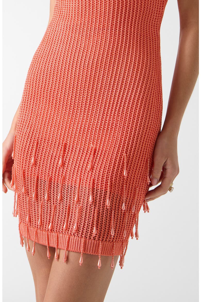 Mayci Beaded Hem Minidress, Alternate, color, SUN CORAL