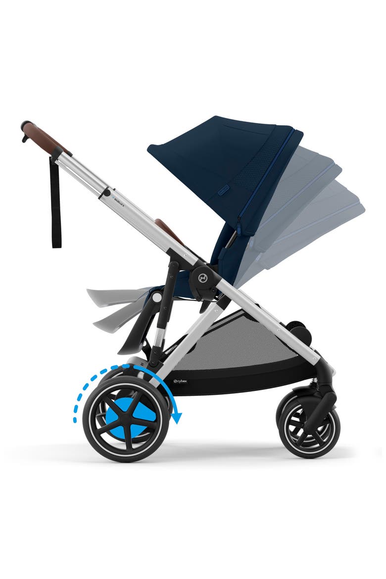 e-Gazelle S Stroller, Alternate, color, SLIVER/ OCEAN BLUE