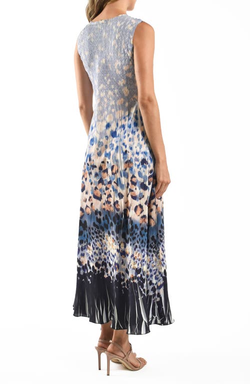 Komarov Georgette & Chiffon Cocktail Maxi Dress In Sky Leopard