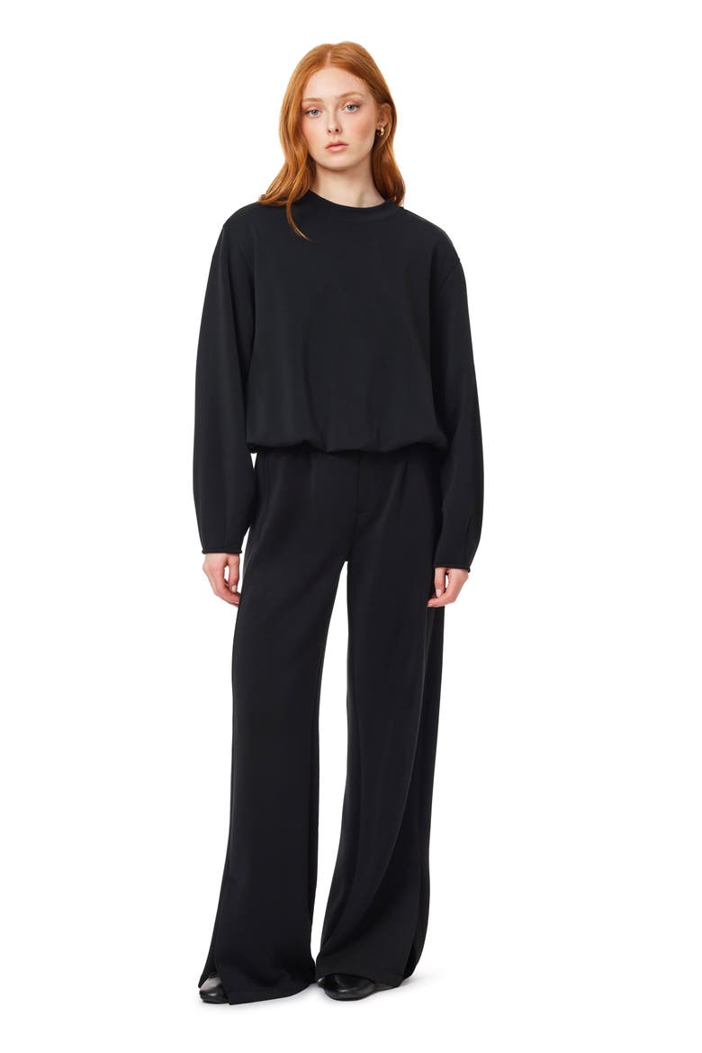 Bubble Hem Crewneck Sweatshirt, Alternate, color, BLACK NIGHT