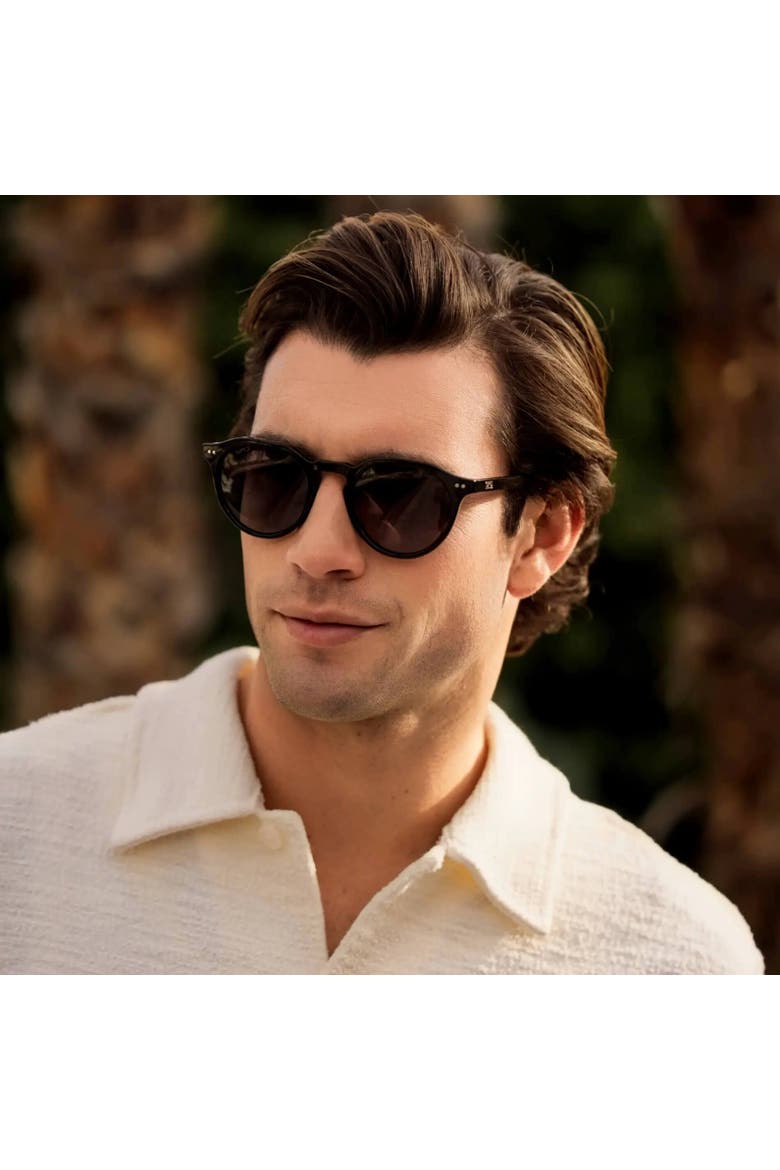 Ralph - 48mm Geometric Round Polarized Sunglasses, Alternate, color, Black