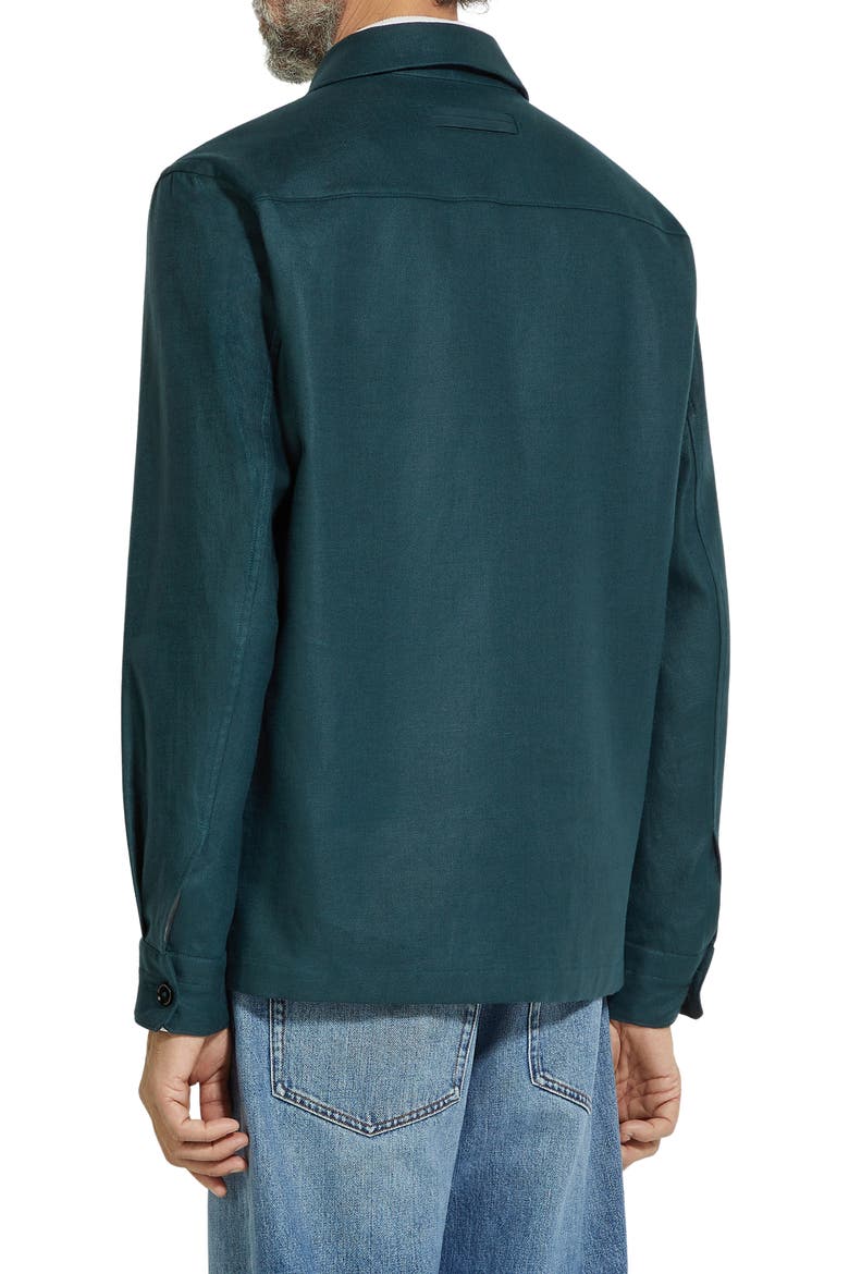Oasi Linen Twill Overshirt, Alternate, color, TEAL GREEN