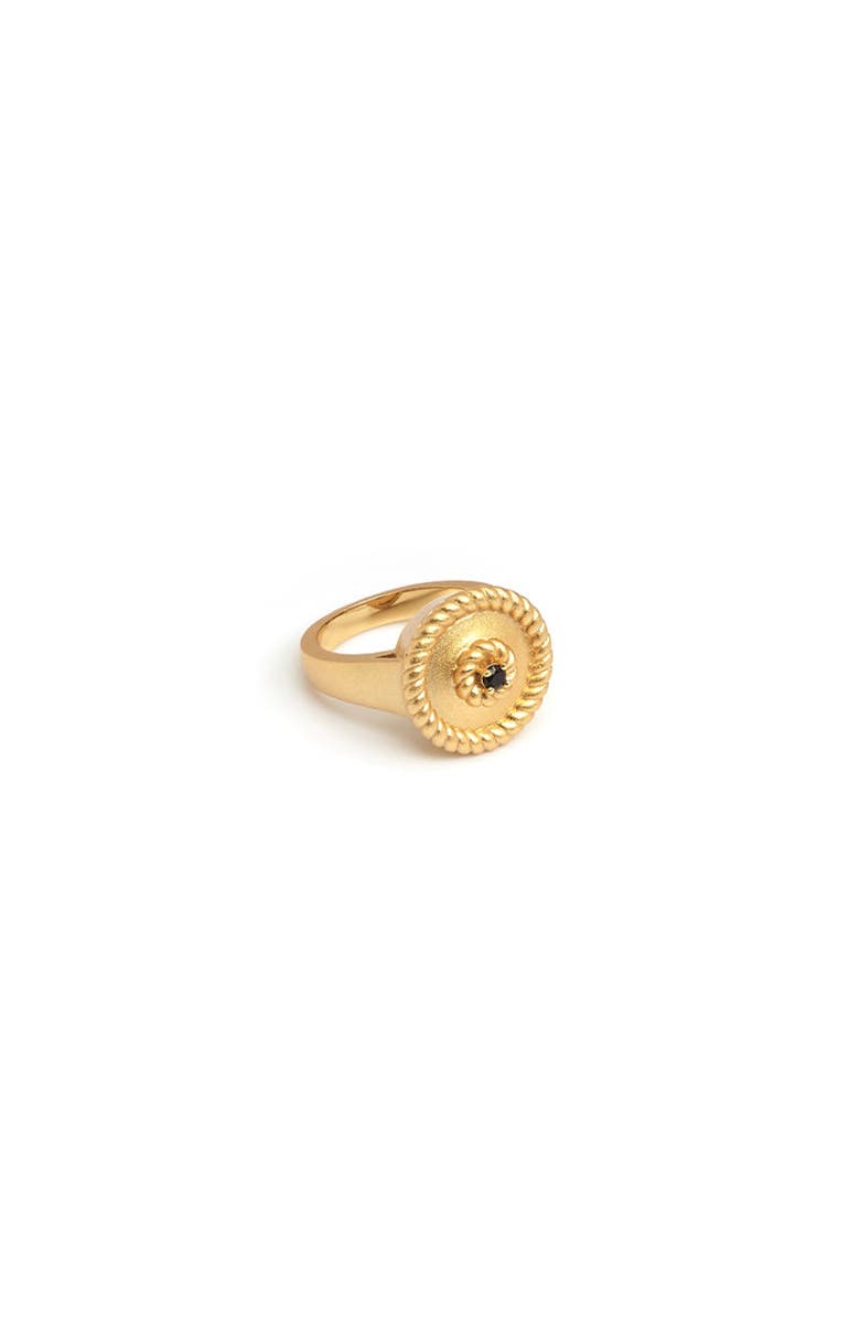 ZARUX EVIL EYE Pinky Ring, Main, color, Yellow Gold
