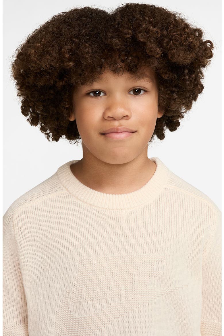 Kids' Sportswear Knit Crewneck Sweater, Alternate, color, CHALK