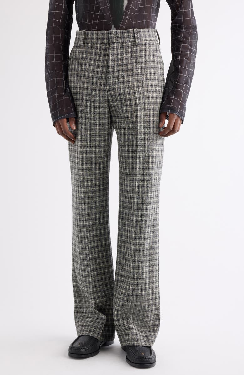 Acne Studios Palvin Check Wool Mouline Trousers, Main, color, Black/ White