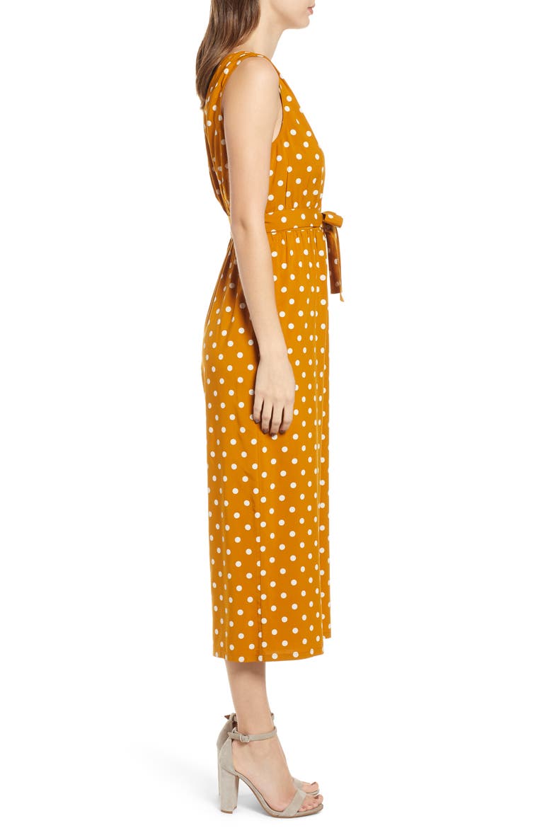 Polka Dot Jumpsuit, Alternate, color, BROWN BUCKTHORN POLKA DOT