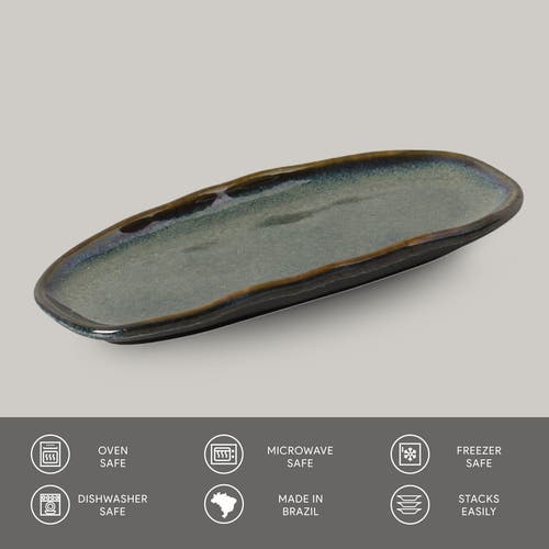 Porto Brasil Shallow Organic Oval Platter Mini Set Of 4 In Blue