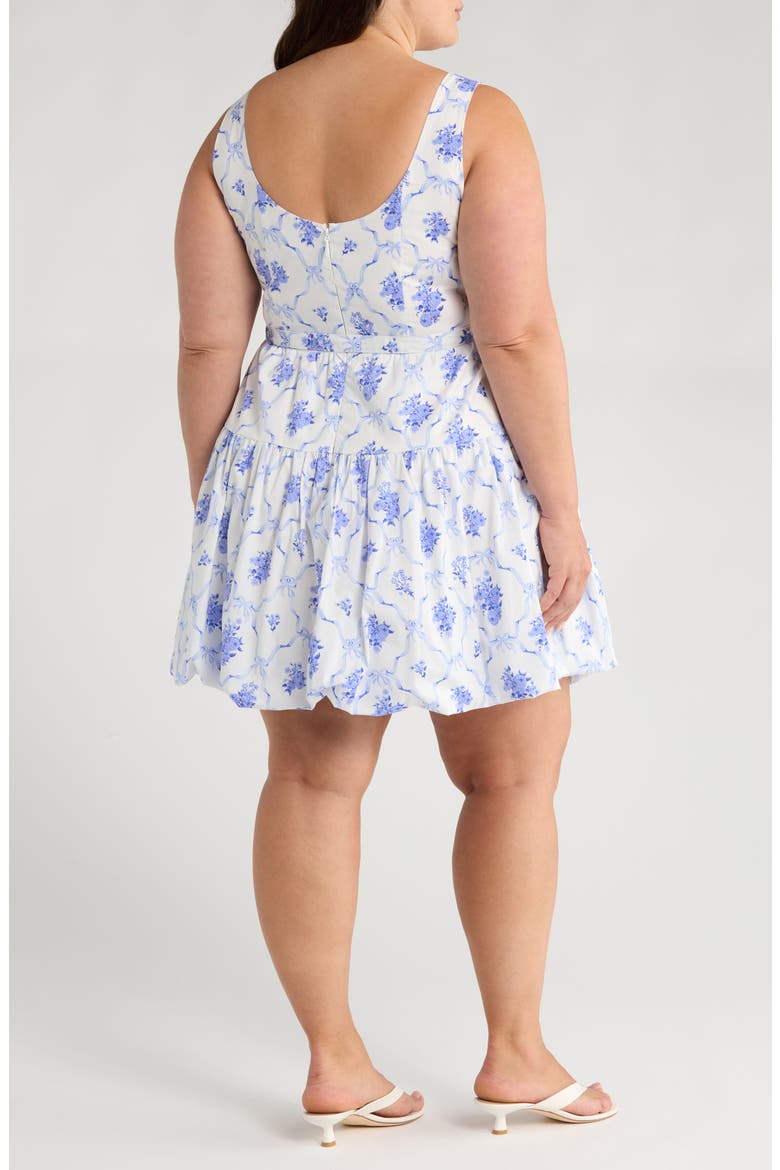 Nia Floral Drea Bubble Hem Dress, Alternate, color, WHITE/ BLUE