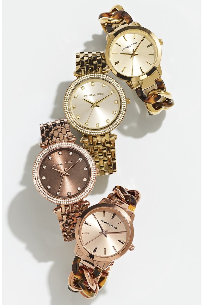Michael Kors 'Lady Nini' Chain Link Bracelet Watch, 35mm, Alternate, color, GOLD/ TORTOISE