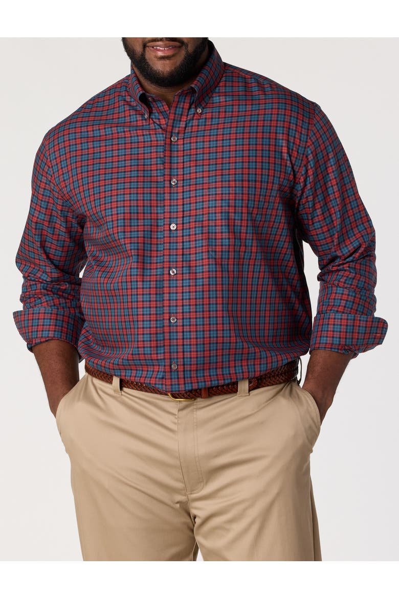 Big & Tall  Non-Iron Fall Patterned Sport Shirt, Main, color, BRANDY CHECK