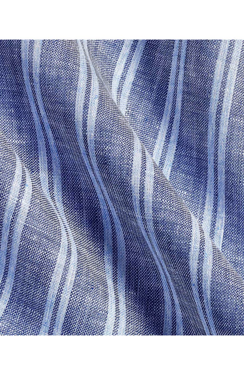 David Donahue Stripe Slub Linen Button-Up Shirt, Alternate, color, Navy/ Sky