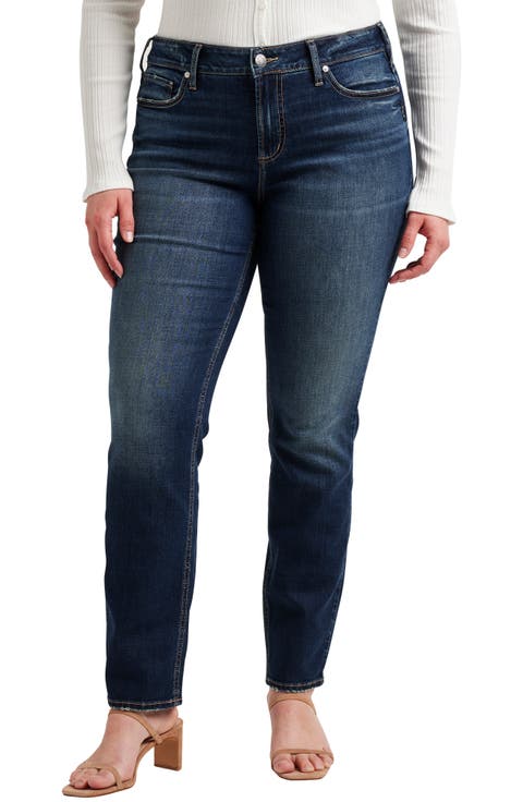 Suki Curvy Mid Rise Straight Leg Jeans (Plus)